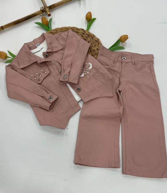 Kız Çocuk Kot Montlu Takım 566 - PEMBE - 3 YAŞ
