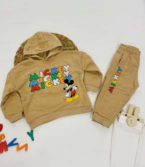 Önü ve Arkası Baskılı Kapüşonlu Sweatshirt ve Eşofman Alt ikili takım 202479 - HARDAL - 4/5 YAŞ