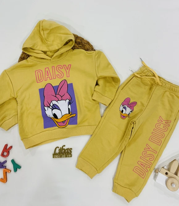 Kapüşonlu,Baskılı Sweatshirt ve Eşofman Alt ikili takım 202467 - HARDAL - 1/2 YAŞ