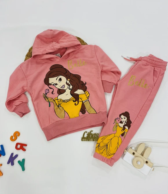 Kapüşonlu Sweatshirt ve Eşofman Alt ikili takım 202466 - PEMBE - 3/4 YAŞ