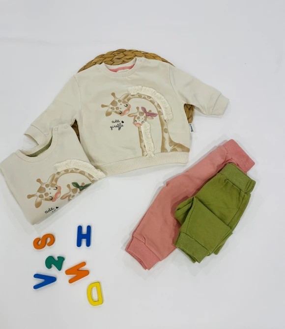 CUTE GİRAFFES İKİİP TAKIM 18431 - PEMBE - 12/18 AY