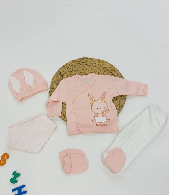 KIZ BEBEK BEŞ PARÇA TAKIM 1949 - PEMBE - 0/3 AY